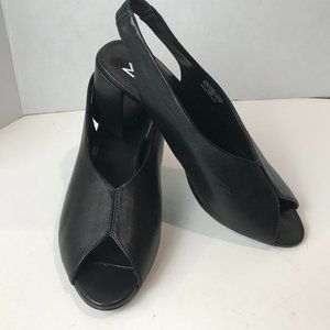 MADE Leather Peep toe Sling back Block heel US 8.5